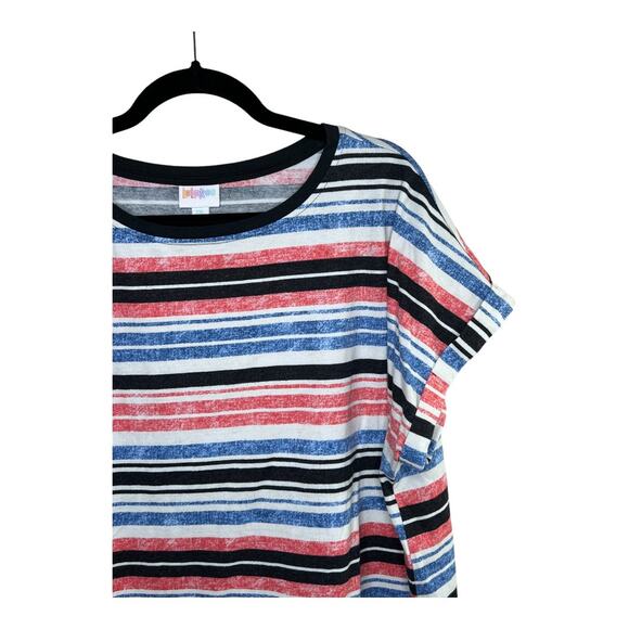 Lularoe Leah Striped Drop Shoulder Cuff Tunic Size 2XL - Picture 2 of 5